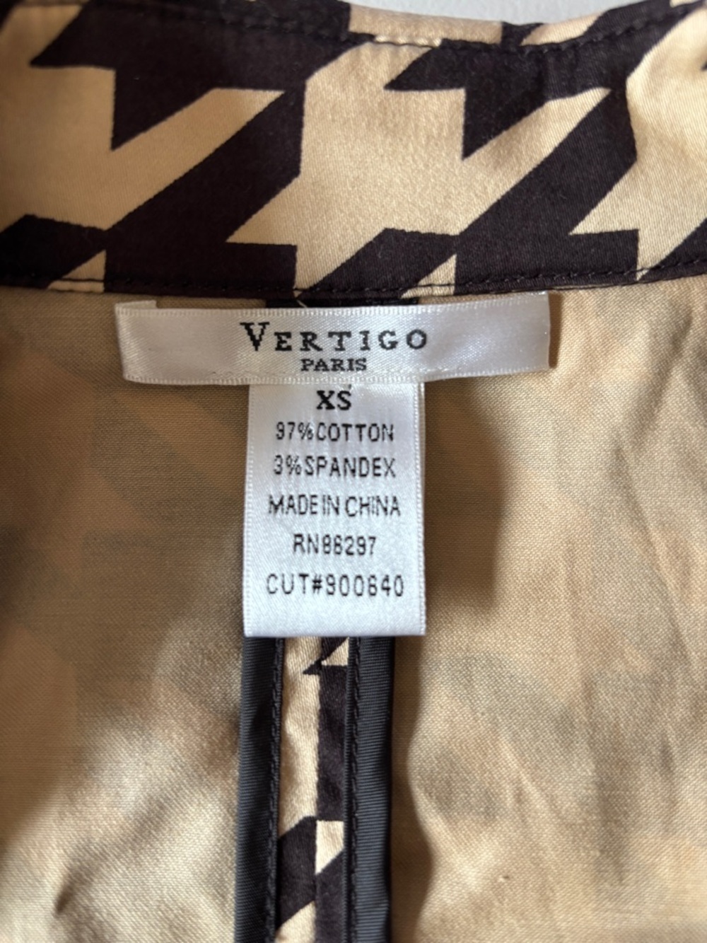 Vertigo Paris Brown Houndstooth Trench Size XS French Timeless Romantic Luxury - Picture 7 of 15